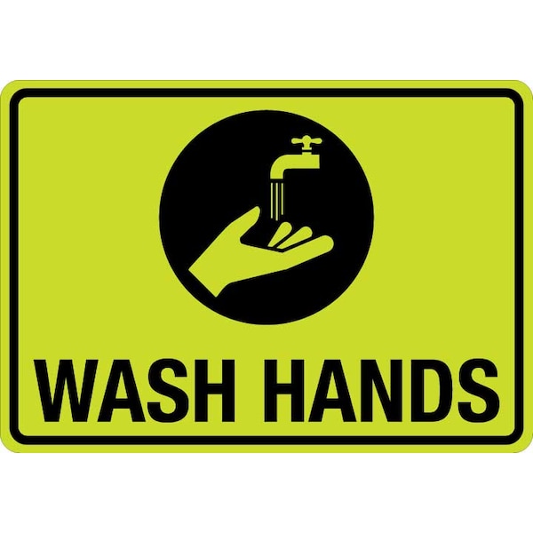 Lyle Sign, Wash Hands (W Sym), LCUV-0066ST-RA_14x10 HiVis Reflective Aluminum Sign Wash Hands (W Sym) LCUV-0066ST-RA_14x10 - main